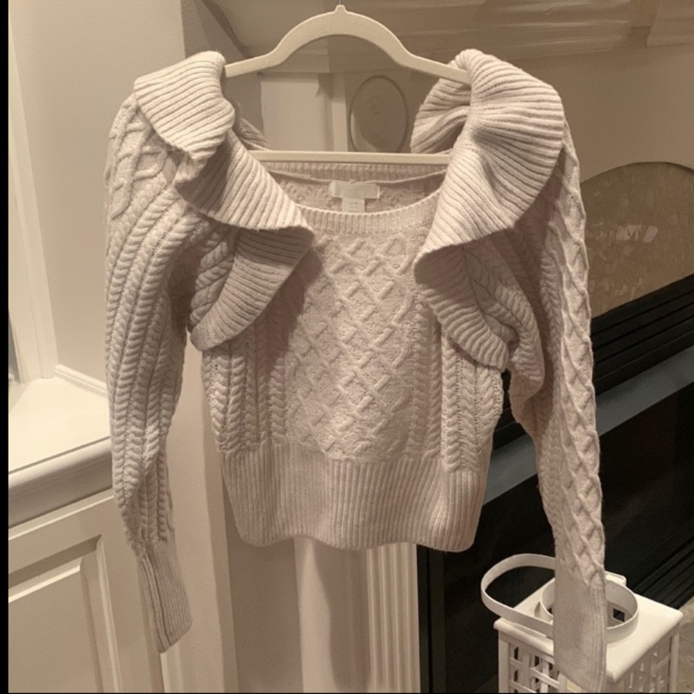H&M Flounce Ruffle Crop Sweater - Picture 2 of 5